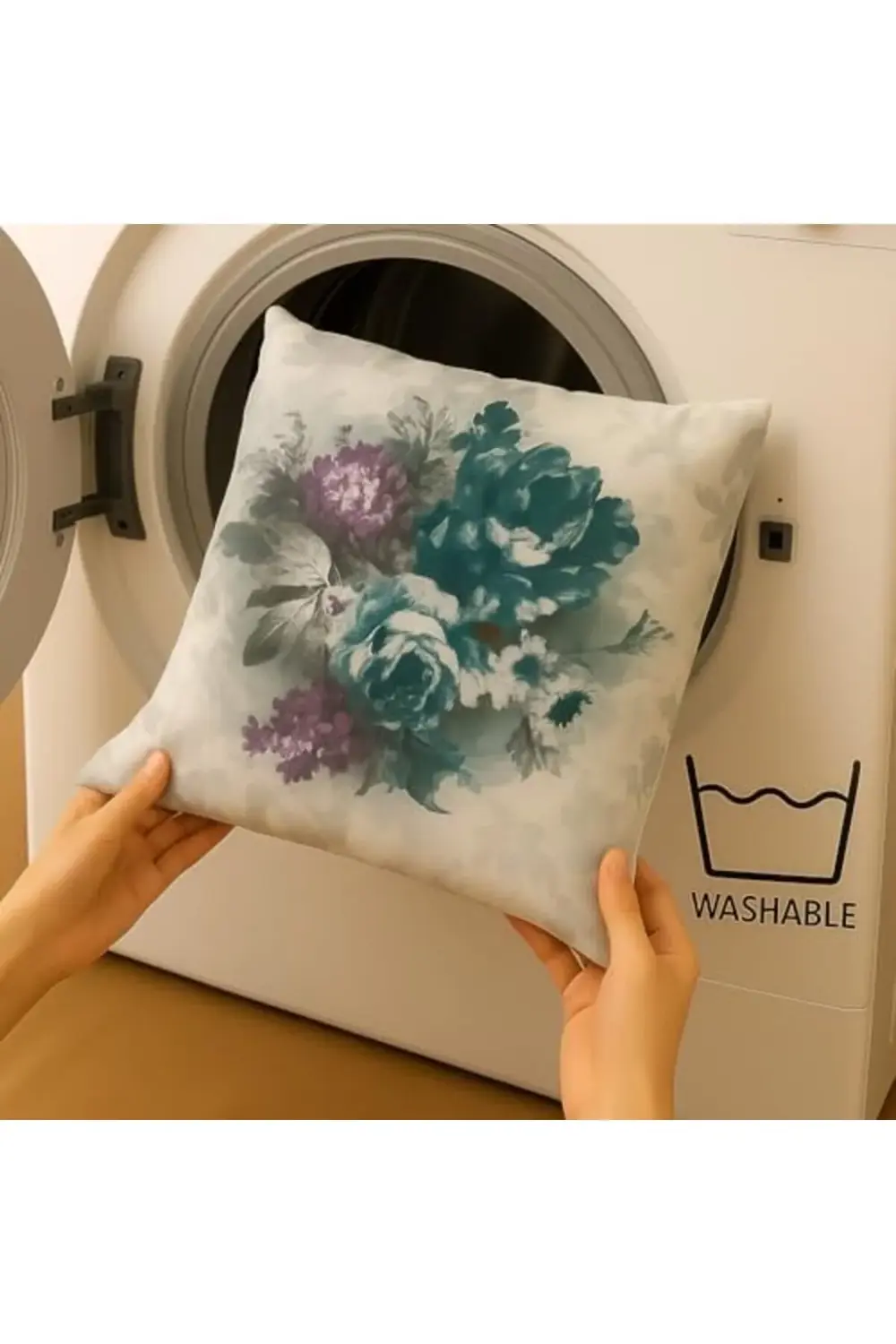 trendyvision Dijital Baskı Bitki ve Yaprak Desenli Dekoratif Yast