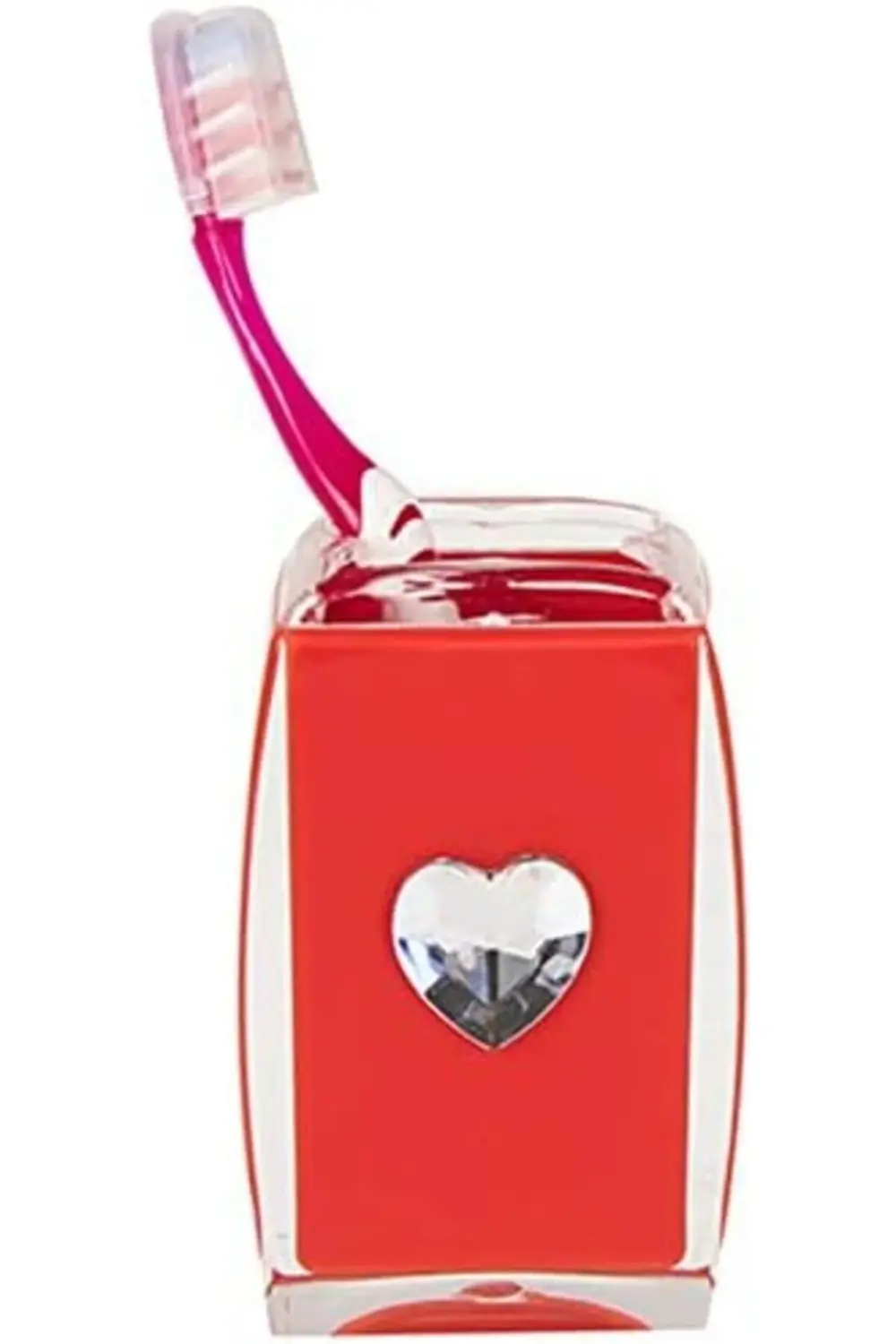 trendyvision Diş Fırçalık Kırmızı Kalpli Akrilik Model buyflicker