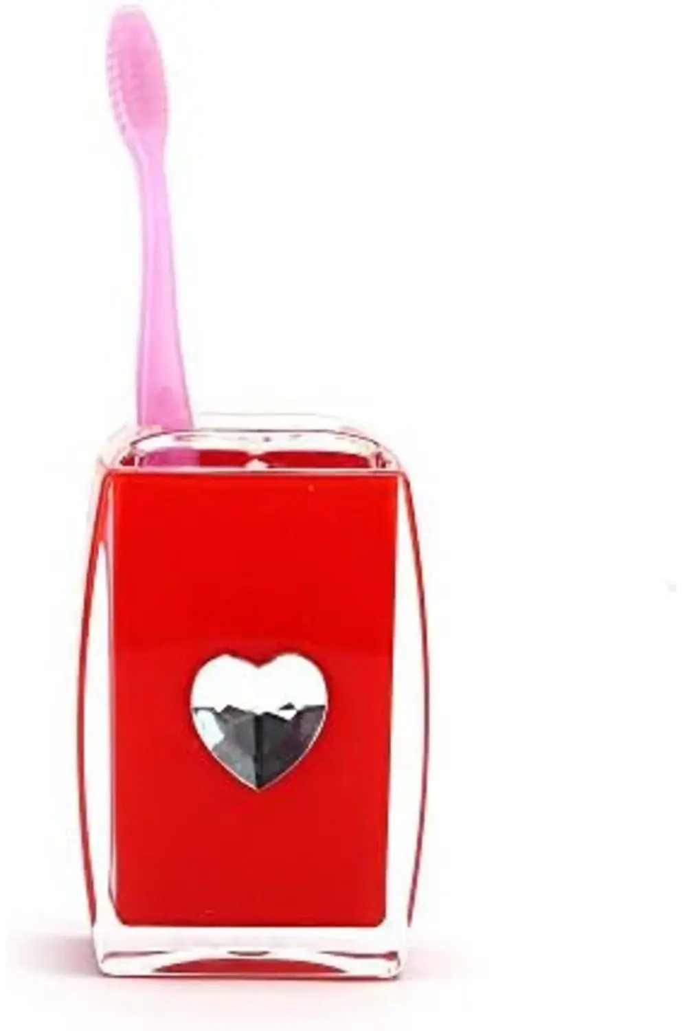 trendyvision Diş Fırçalık Kırmızı Kalpli Akrilik Model buyflicker