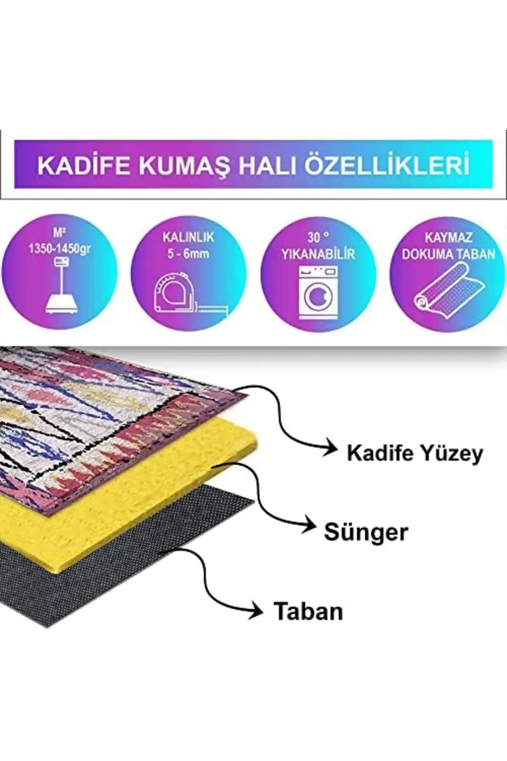 trendyvision Dizayn Cora Desenli Pamuk Tabanlı Yıkanabilen Kaydır