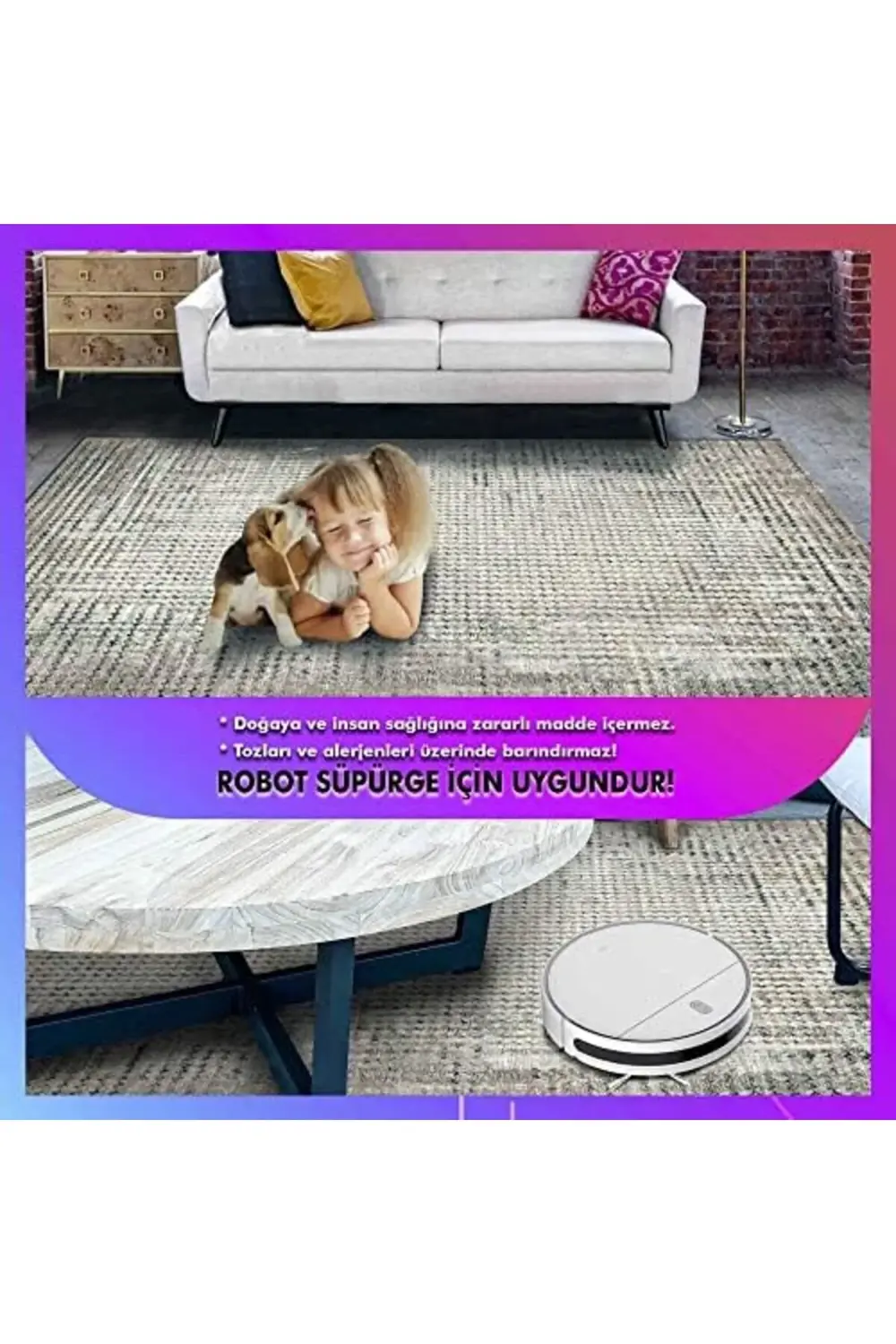 trendyvision Dizayn Devon Desenli Pamuk Tabanlı Yıkanabilen Kaydı