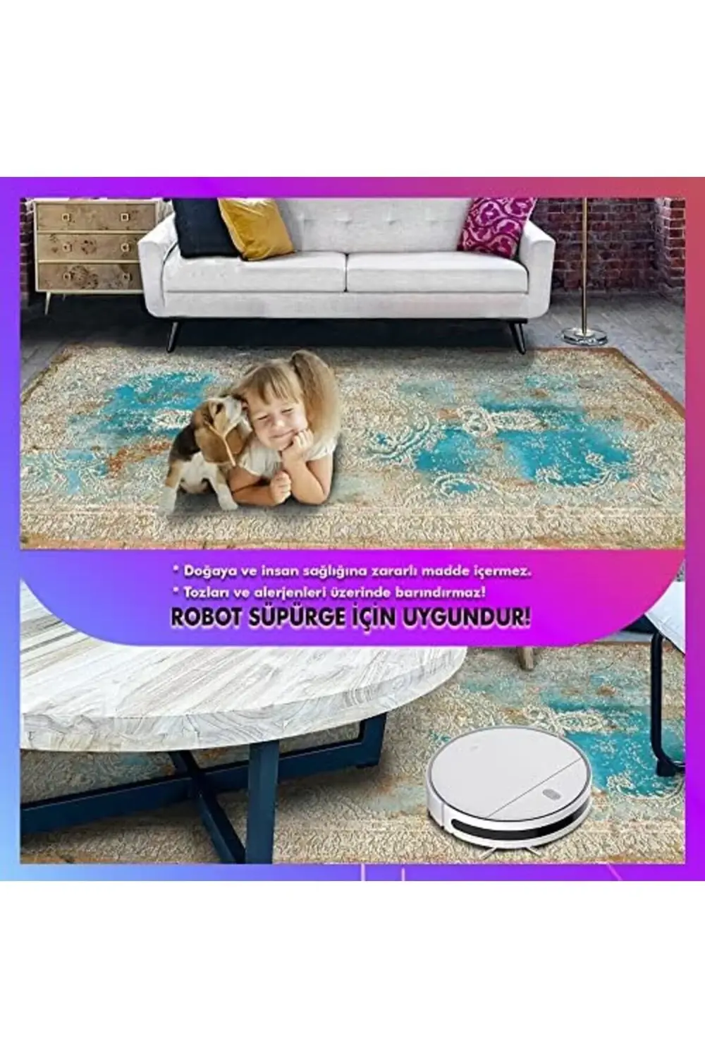 trendyvision Dizayn Irla Desenli Pamuk Tabanlı Yıkanabilen Kaydır