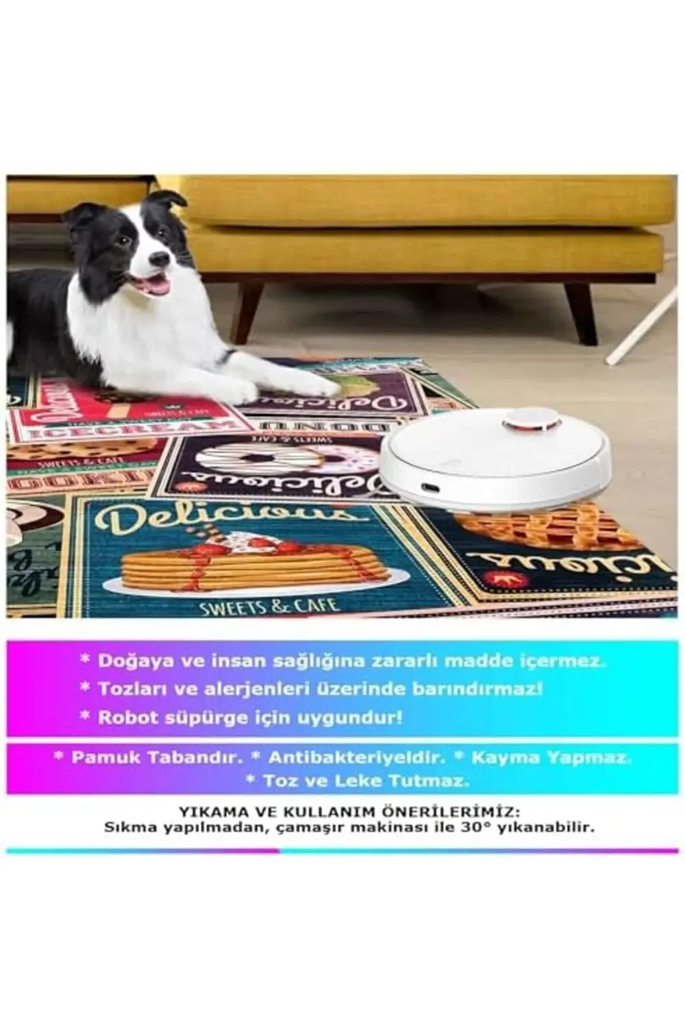 trendyvision Dizayn Krizan Desenli Pamuk Tabanlı Yıkanabilen Kayd