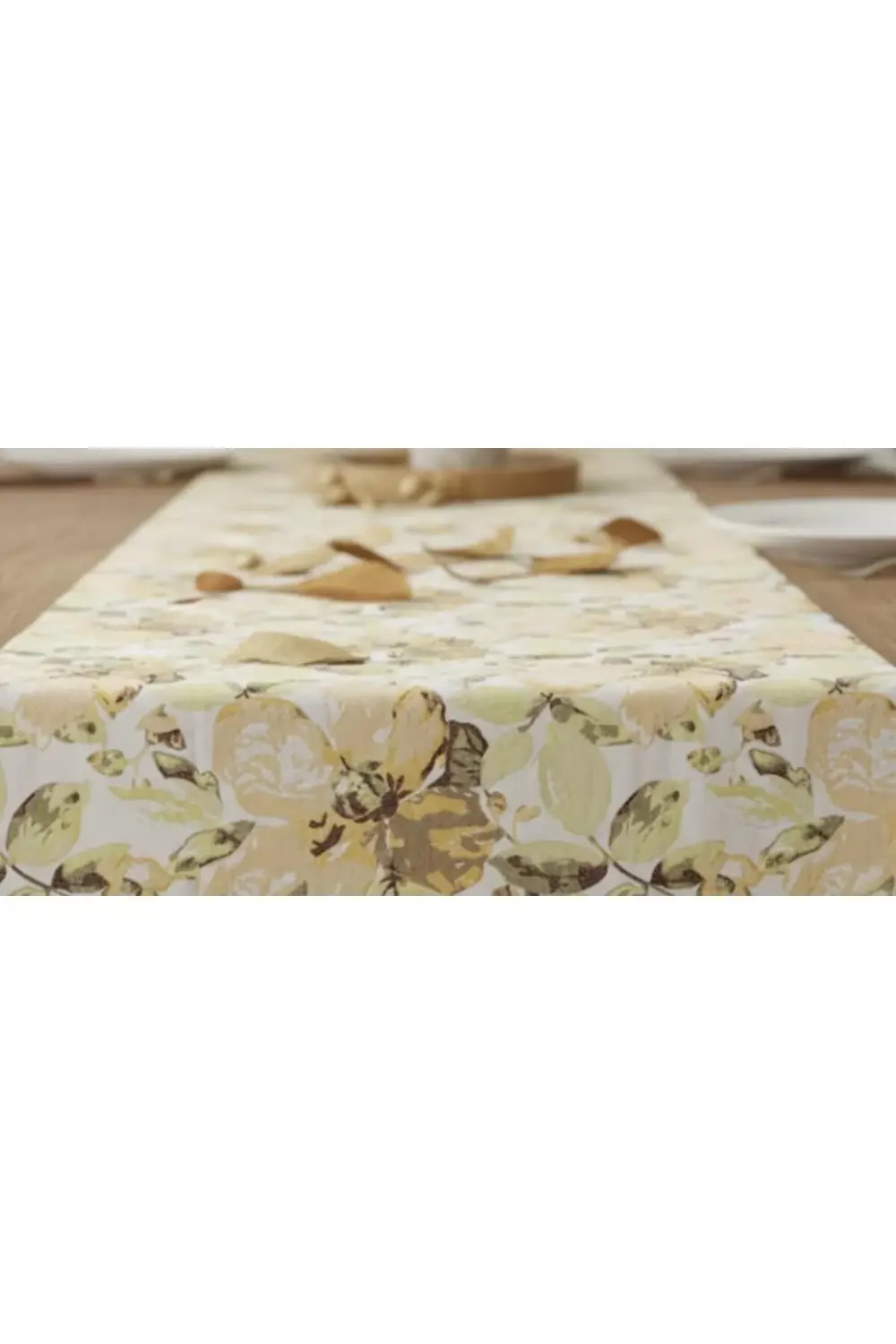 trendyvision Dokuma Dekoratif Runner 45x140 cm | Yeşil Çiçekli De