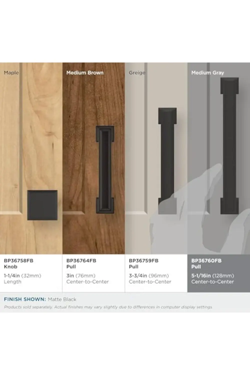 trendyvision | Dolap Çekme | Mat Siyah | 5-1/16 inç (128 mm) Merk