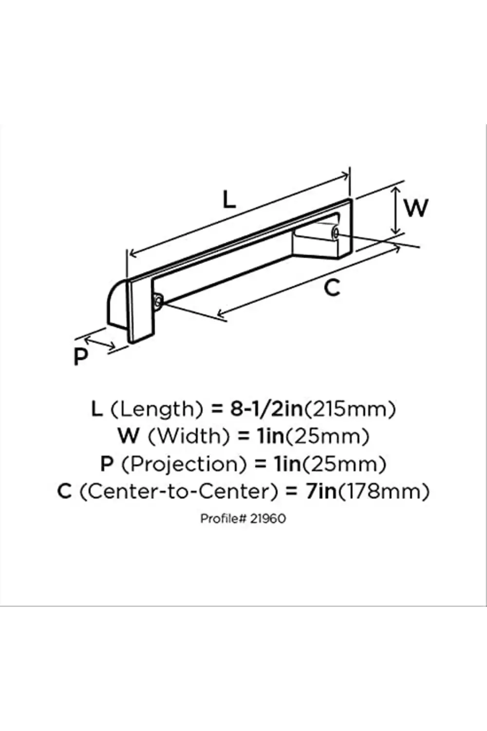 trendyvision | Dolap Kap Çekme | Mat Siyah | 7 inç (178 mm) Merke