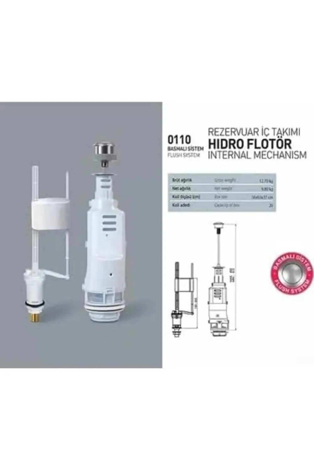 trendyvision DONAU BASMALI SİSTEM ALAFRANGA KLOZET REZERVUAR İÇ T