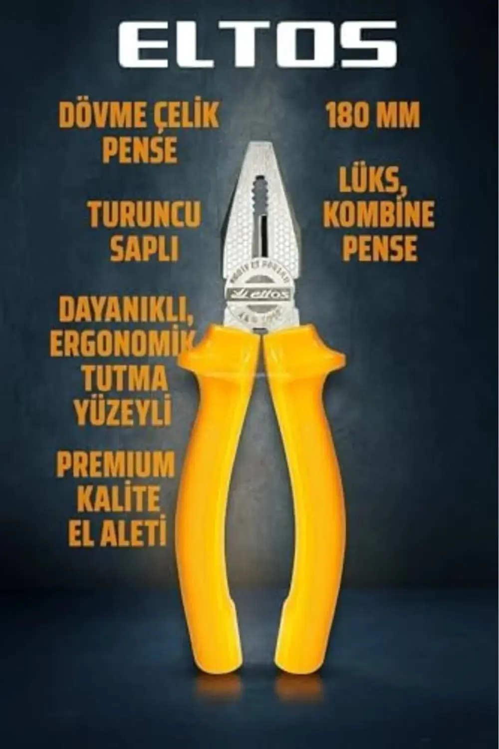 trendyvision Dövme Çelik, 180 mm, Turuncu Saplı, Lüks, Kombine, D