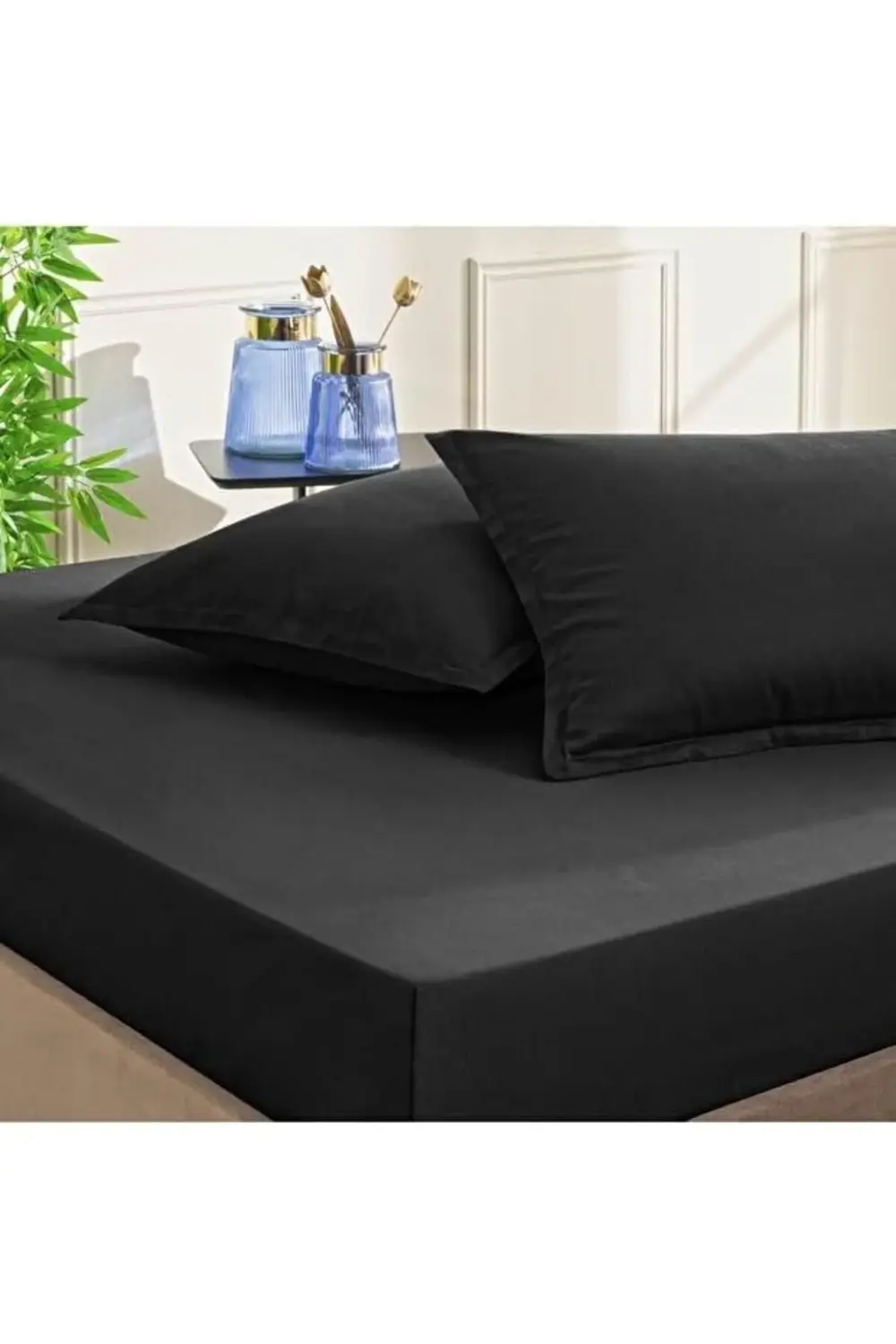 trendyvision Dreams Düz Pamuk Çarşaf Seti, Siyah, Çift Kişilik bu