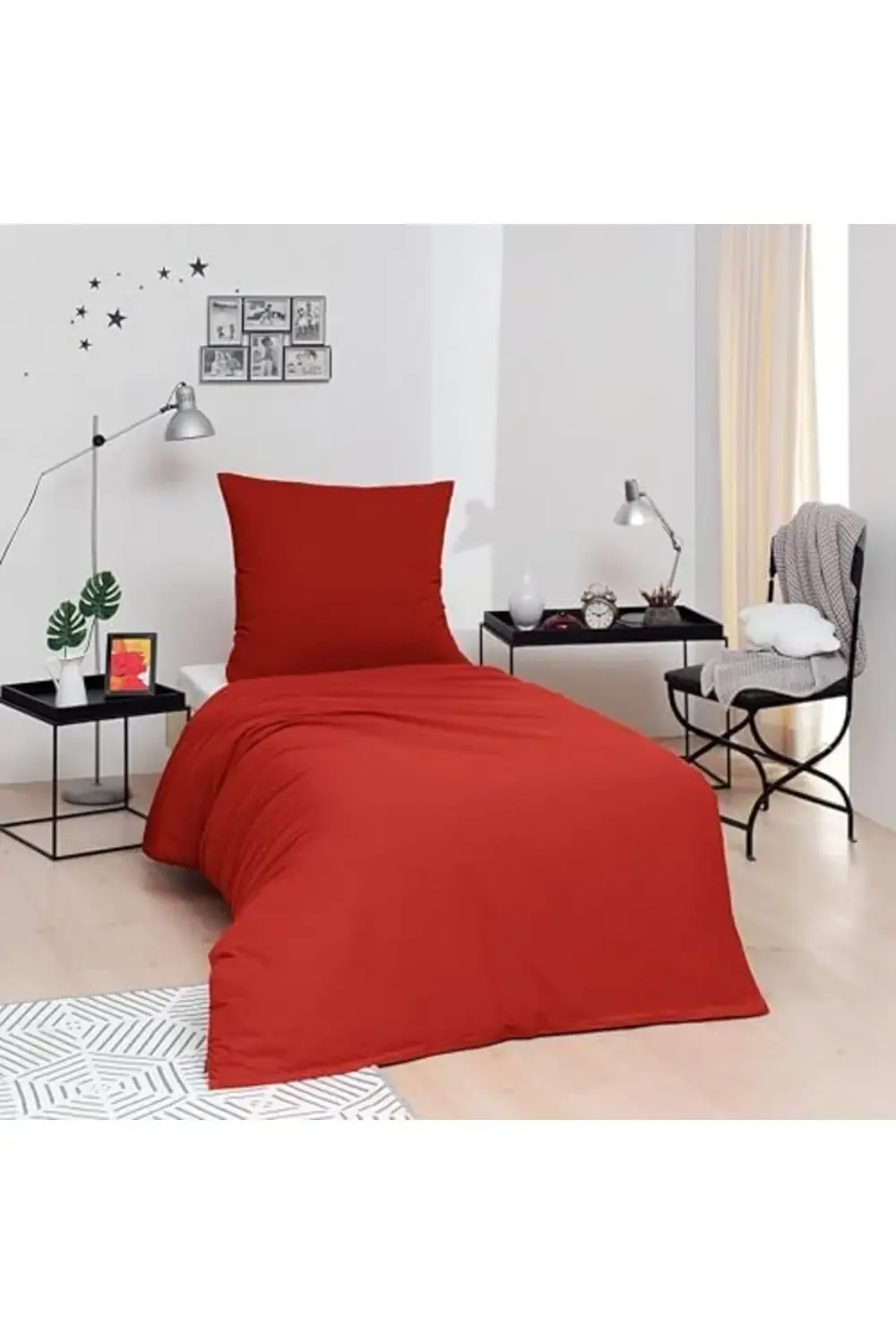trendyvision Düz Pamuk Nevresim Setleri, Kırmızı, Tek Kişilik buy