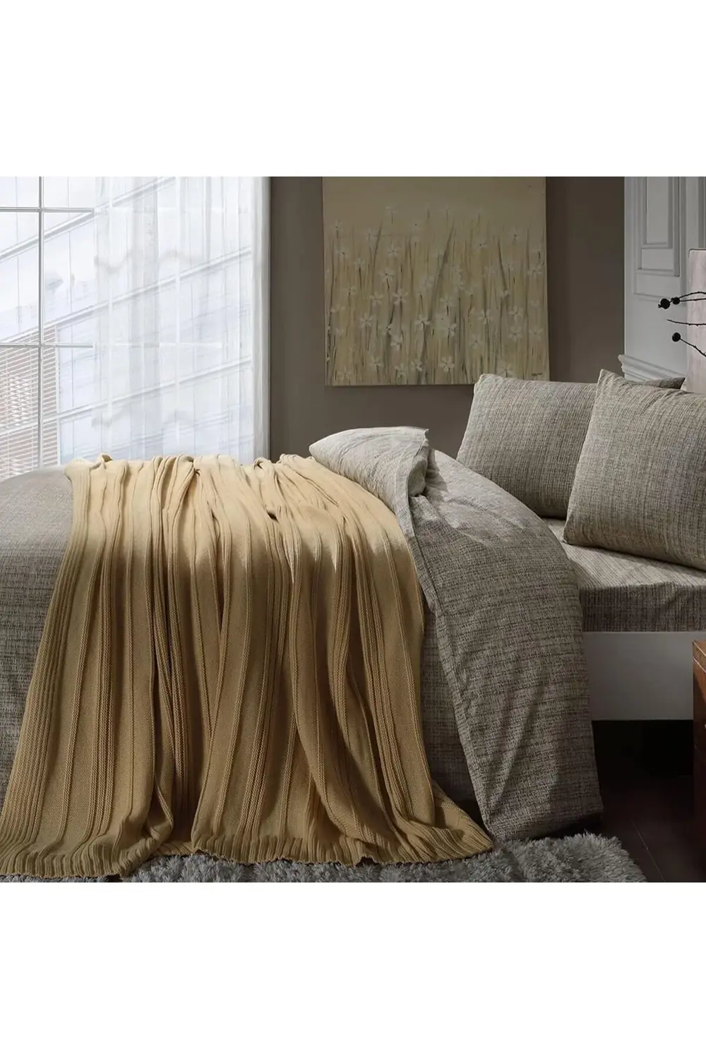 trendyvision Düz Pamuk Nevresim Takımı, Hardal, Tek Kişilik buyfl