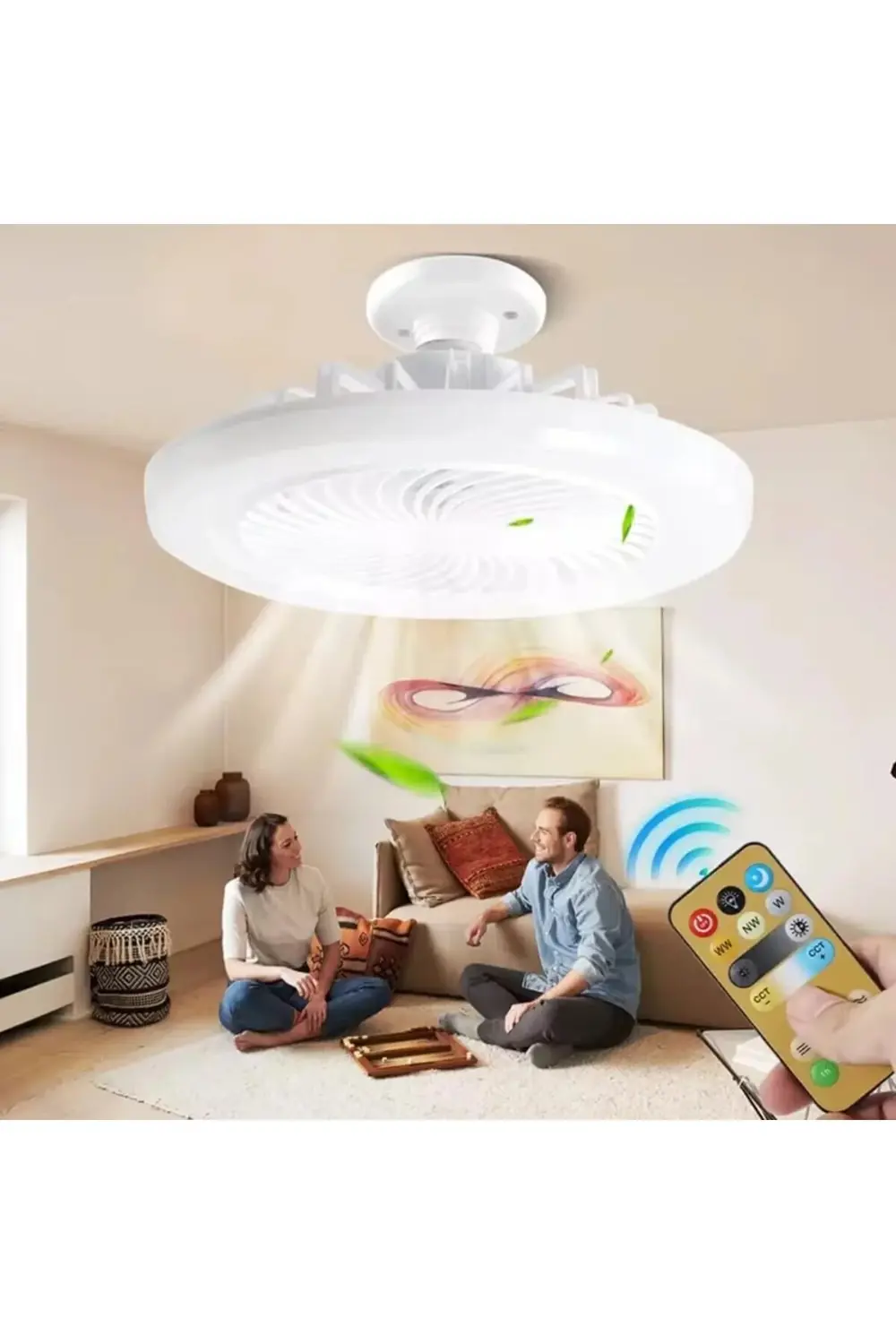 trendyvision E27 LED Işıklı Sessiz Tavan Vantilatörü, Ayarlanabil