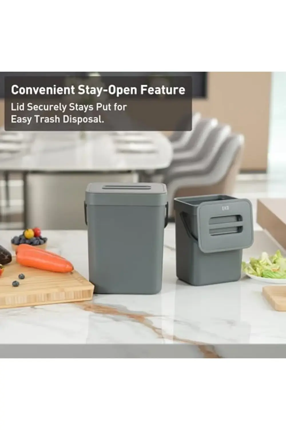 trendyvision EKO Pure Mini Duvara Monte Kapaklı Mutfak Çöp Kovası