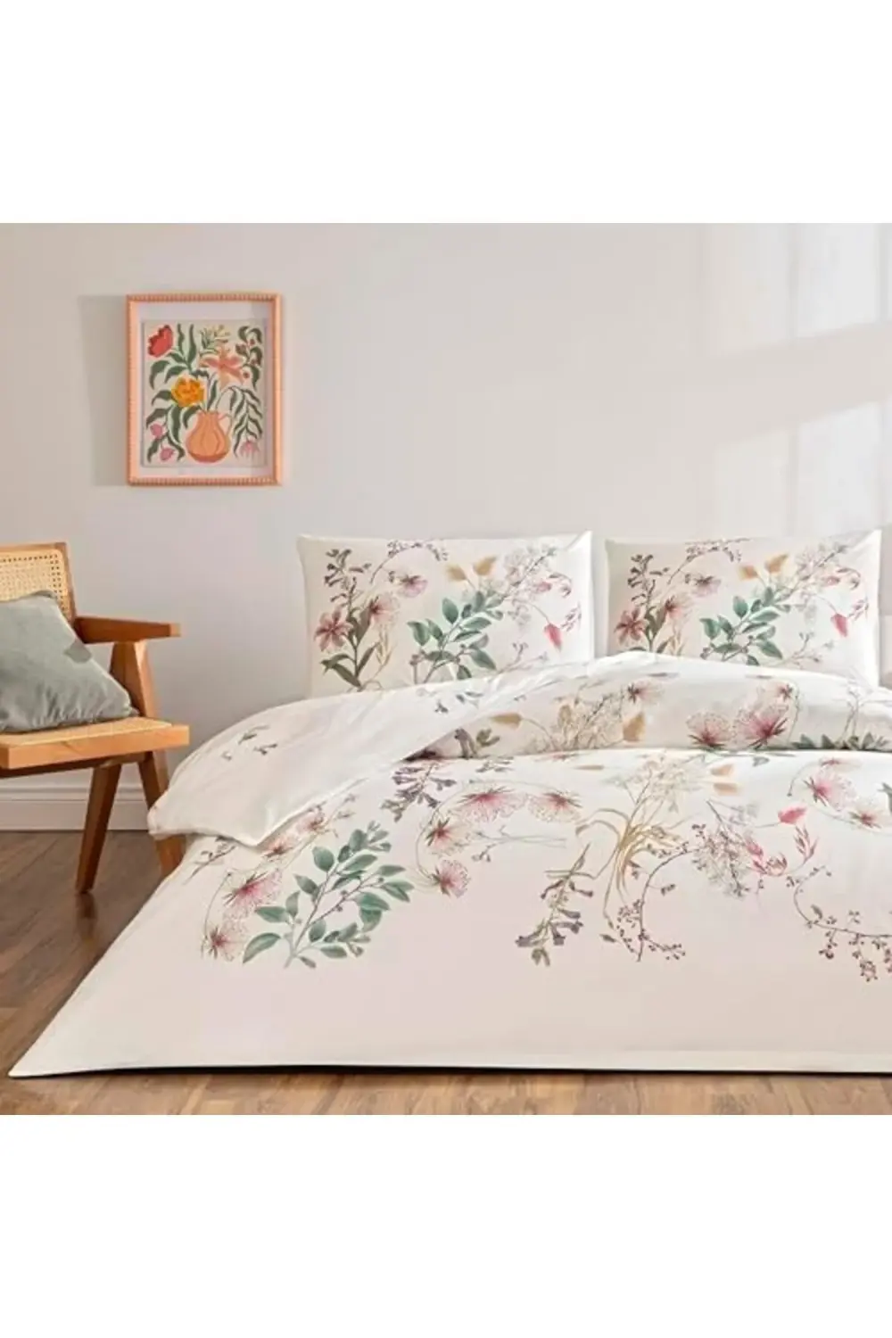 trendyvision Elowen Standart Pamuk Nevresim Takımı, Yeşil, Tek Ki