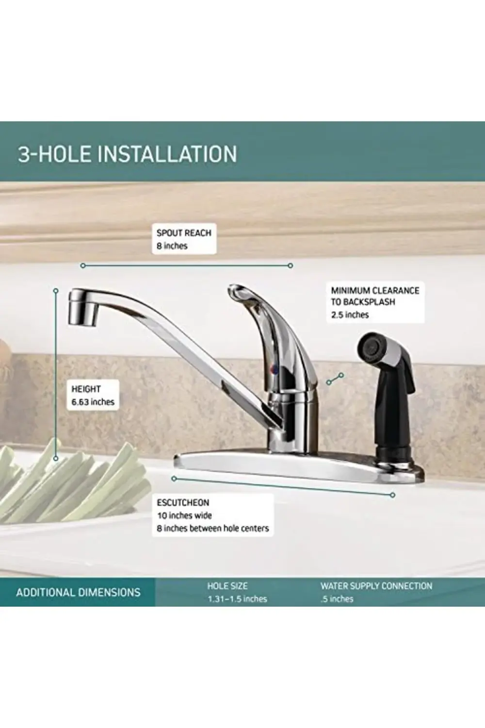 trendyvision Entegre Yan Püskürtücülü Tek Kolu Evye Bataryası, Kr