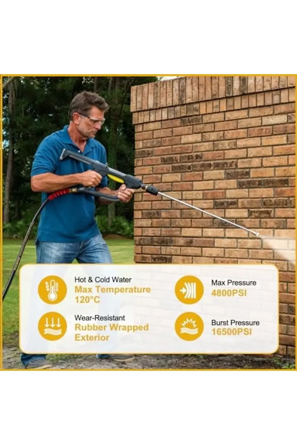 trendyvision EVEAGE 3/8 "Basınçlı Yıkama Hortumu 50 ft, 4800PSI S