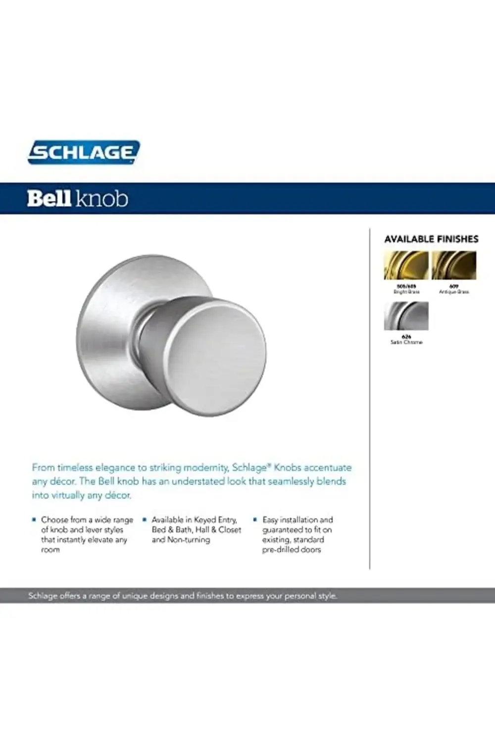 trendyvision F10VBEL605 Çan Geçiş Topuzu, Parlak Pirinç buyflicke