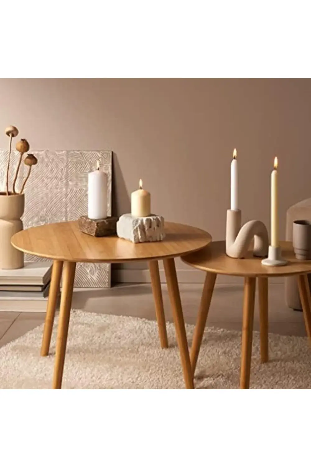 trendyvision Fildişi Sütun Blok Mum, 7 Saat Yanma Süreli, 60/40mm