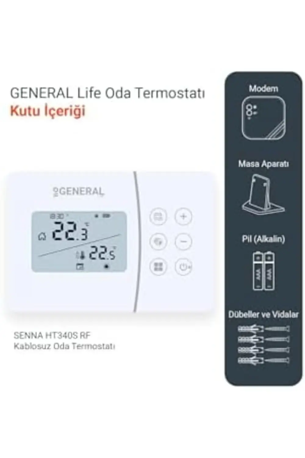 trendyvision GENERAL Life HT340S RF Kablosuz Oda Termostatı buyfl