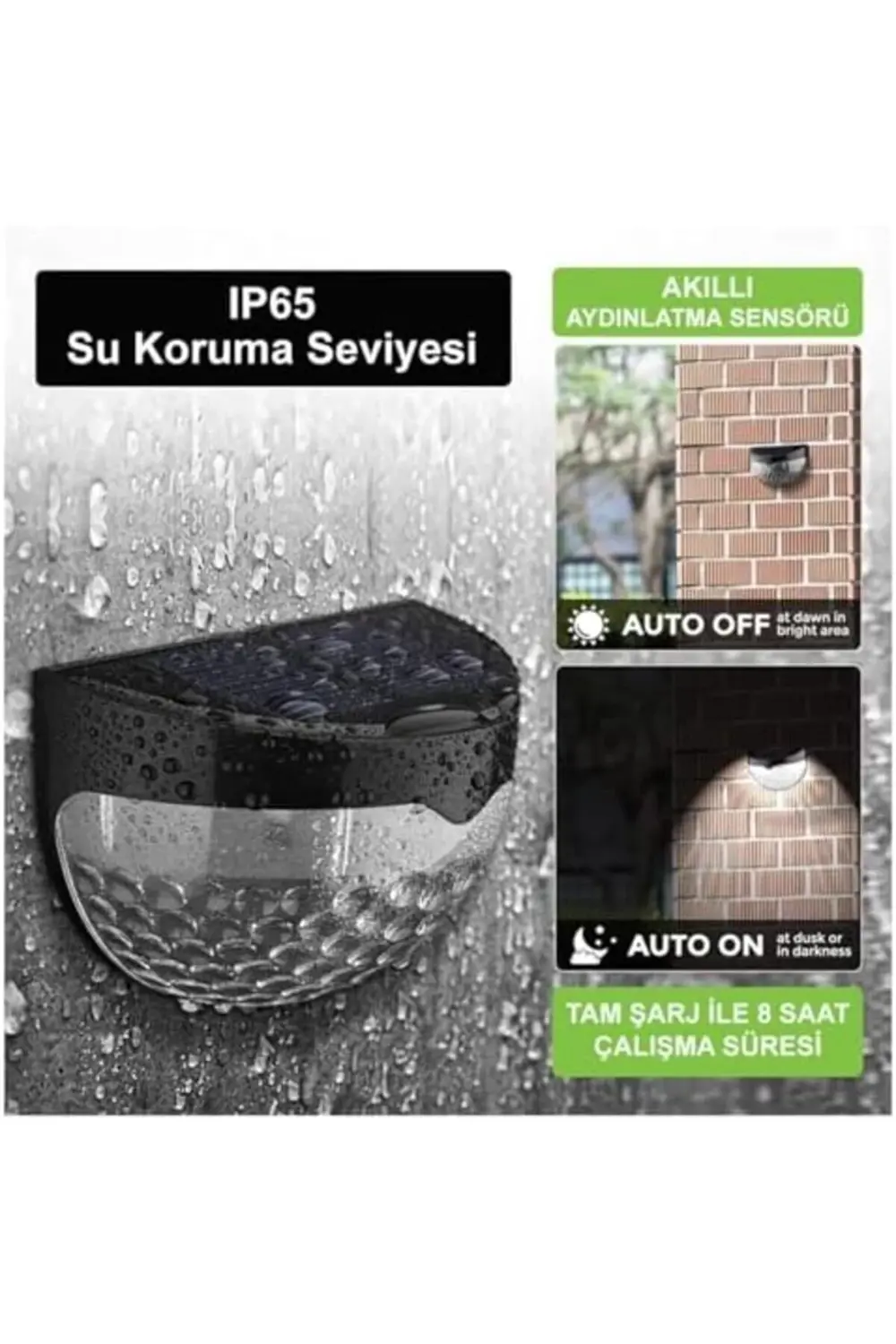 trendyvision Güneş Enerjili Duvar ve Çit LED Aydınlatma 4 Adet/GT