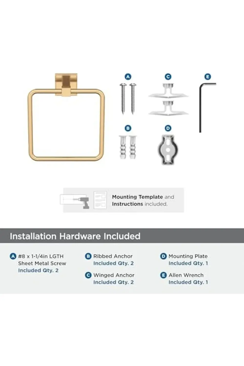 trendyvision | Havlu Halkası | 7-9/16 inç (192 mm) | Şampanya Bro