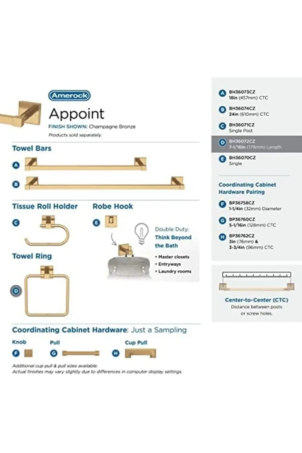 trendyvision | Havlu Halkası | 7-9/16 inç (192 mm) | Şampanya Bro