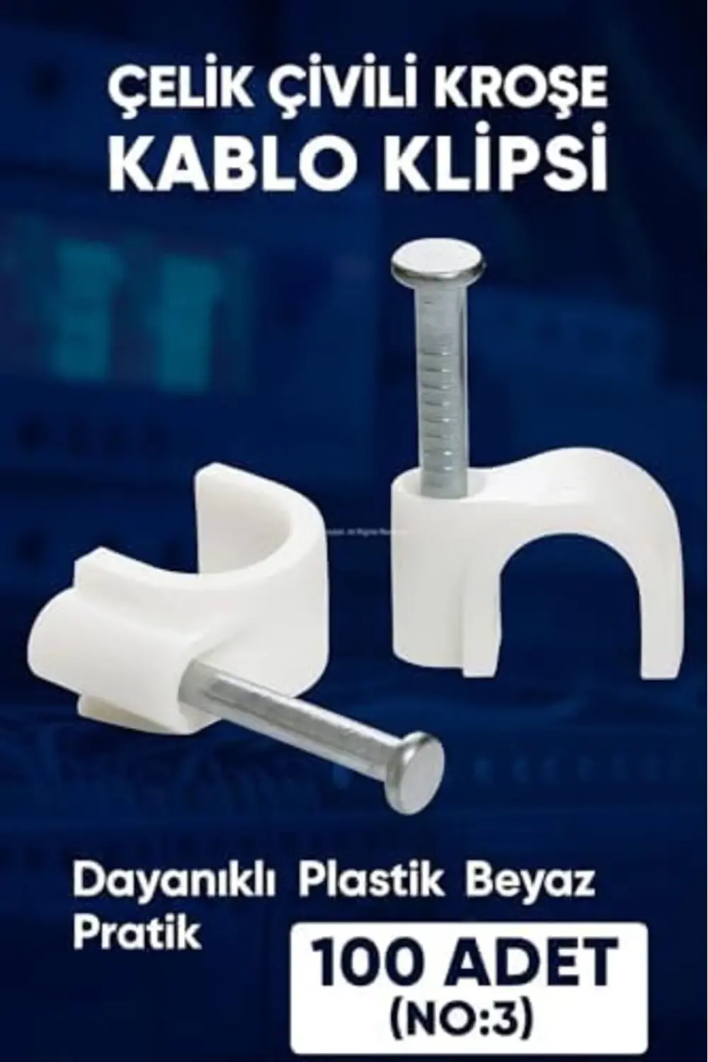 trendyvision Hiva Çelik Çivili Kroşe, Kablo Klipsi, Dayanıklı, Pl