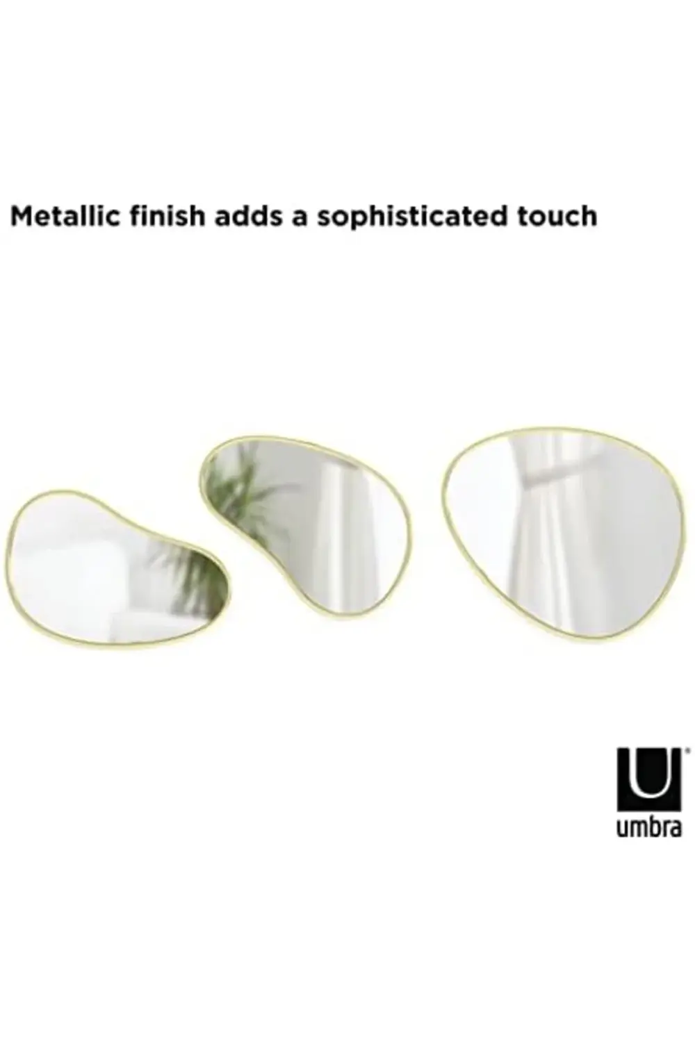 trendyvision Hubba Pebble Duvar Montaj Aynaları, 3'lü Set, Pirinç