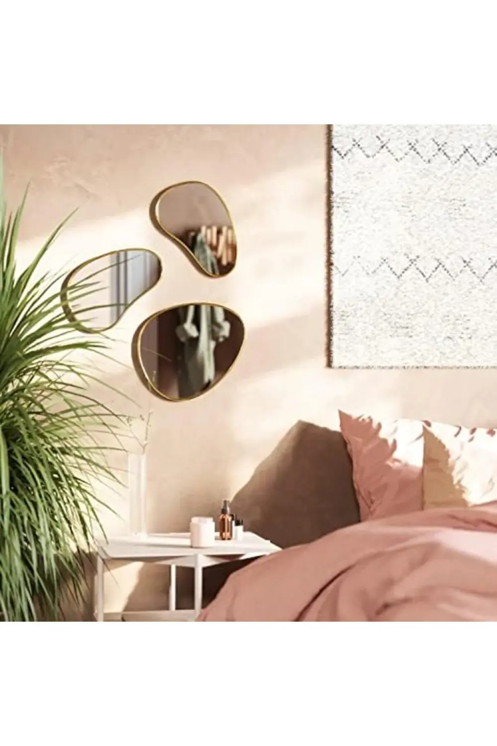 trendyvision Hubba Pebble Duvar Montaj Aynaları, 3'lü Set, Pirinç