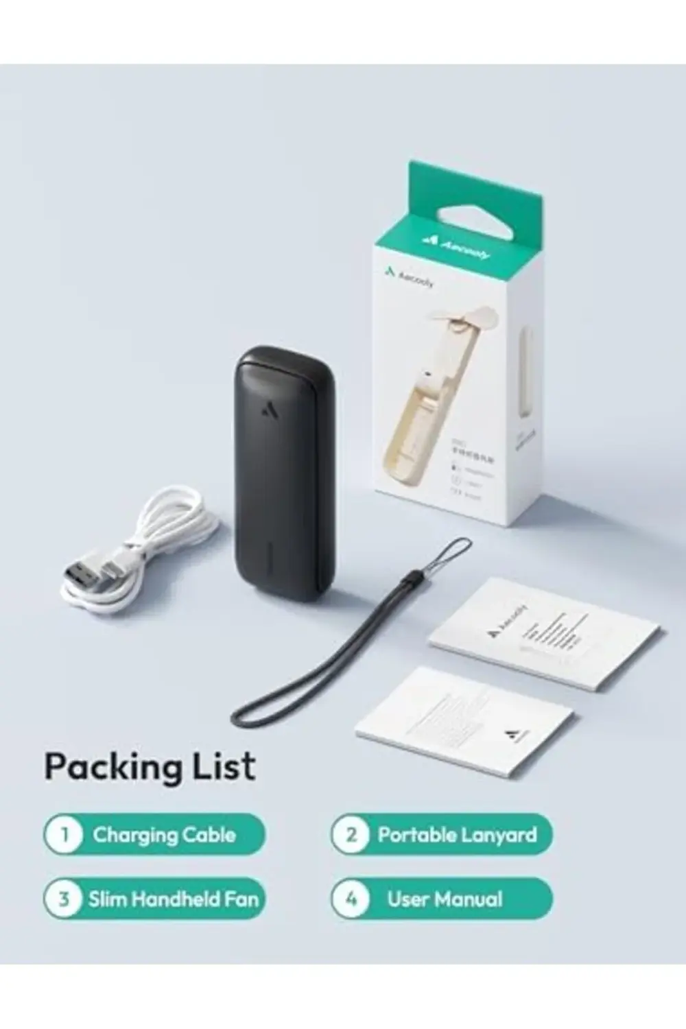trendyvision İnce Taşınabilir Fan, İnce Elde Taşınabilir Fan, USB