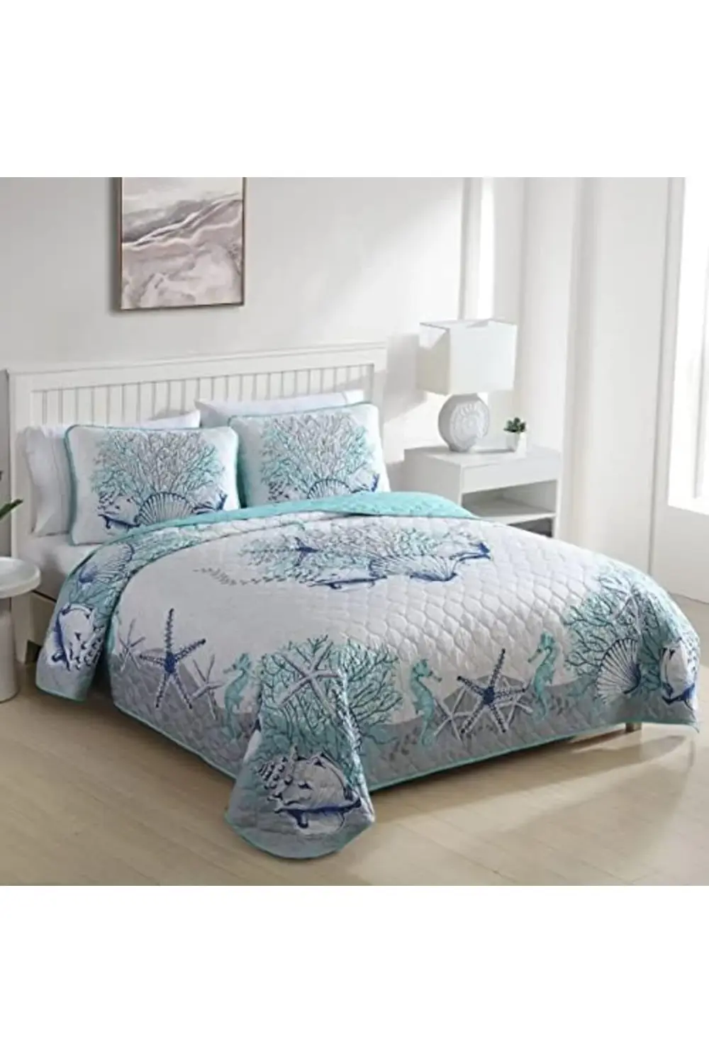 trendyvision Joe Coastal 3 Parça Yorgan Seti,, Beach Delight Aqua