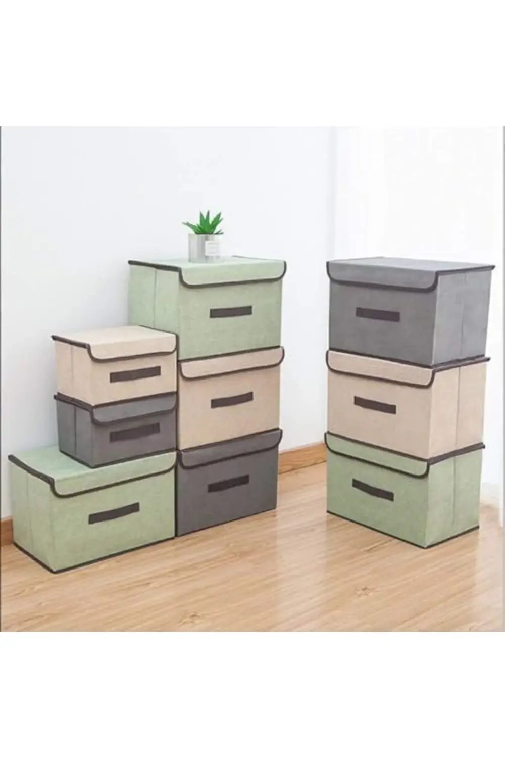 trendyvision Kapaklı saklama kutuları, Premium Kumaş Malzeme ile