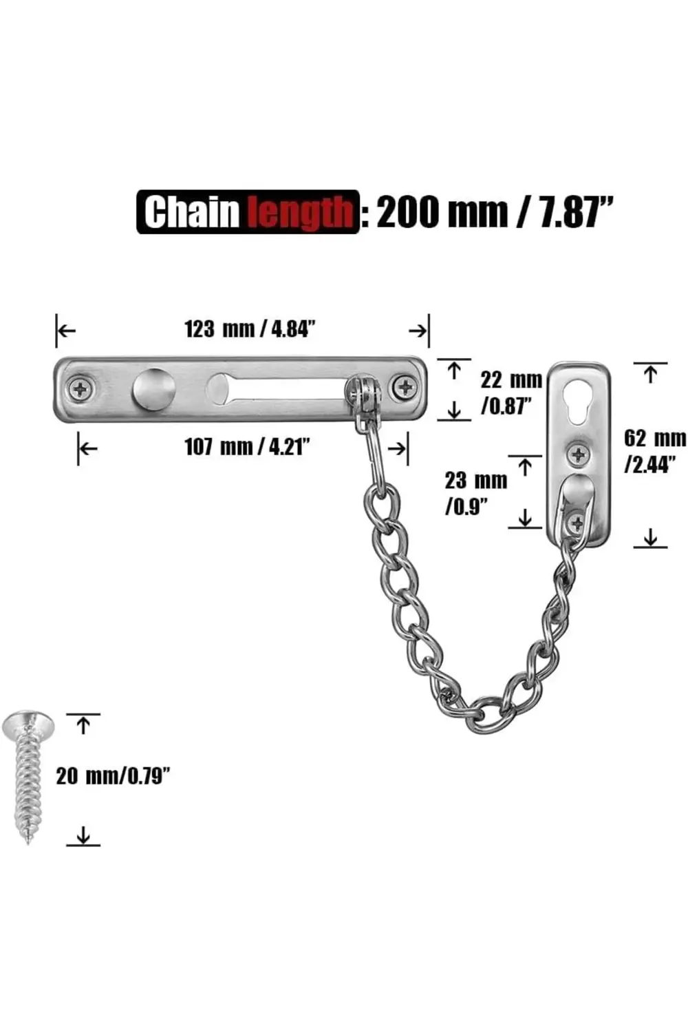 trendyvision Kapı Zincir Kilidi, Siyah Kapı Zincir Kilitleri, Güv