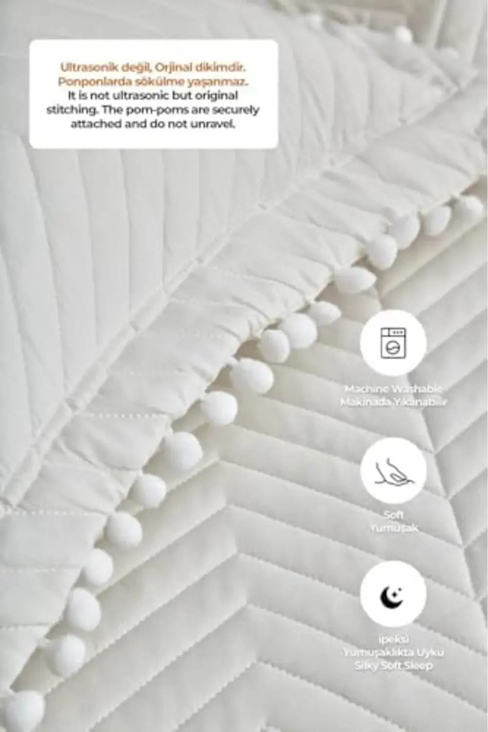 trendyvision Kapitone Tek Kişilik Yatak Örtüsü Krem buyflicker 39