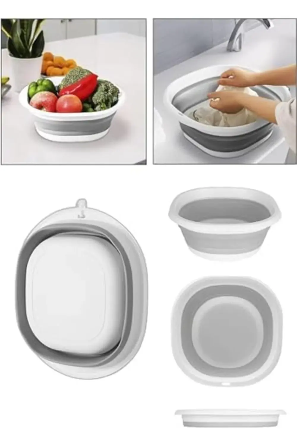 trendyvision Katlanabilir Silikon Badya,Akordiyon Plastik Leğen,K