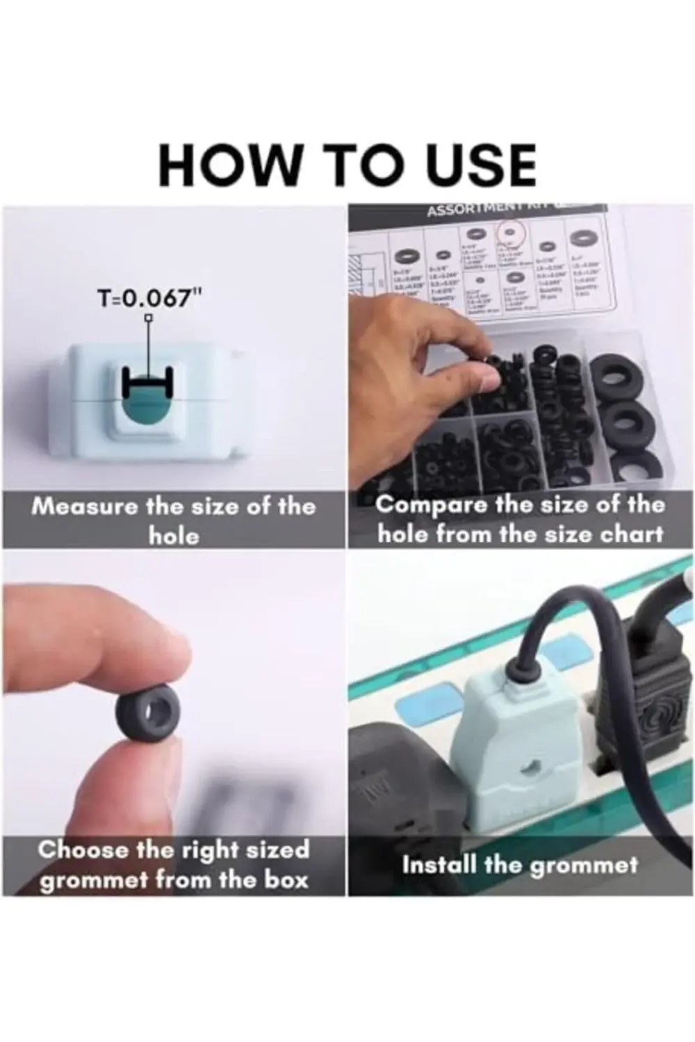 trendyvision Kauçuk Grommet Çeşitleri Seti, 180 Parça 8 Farklı Bo