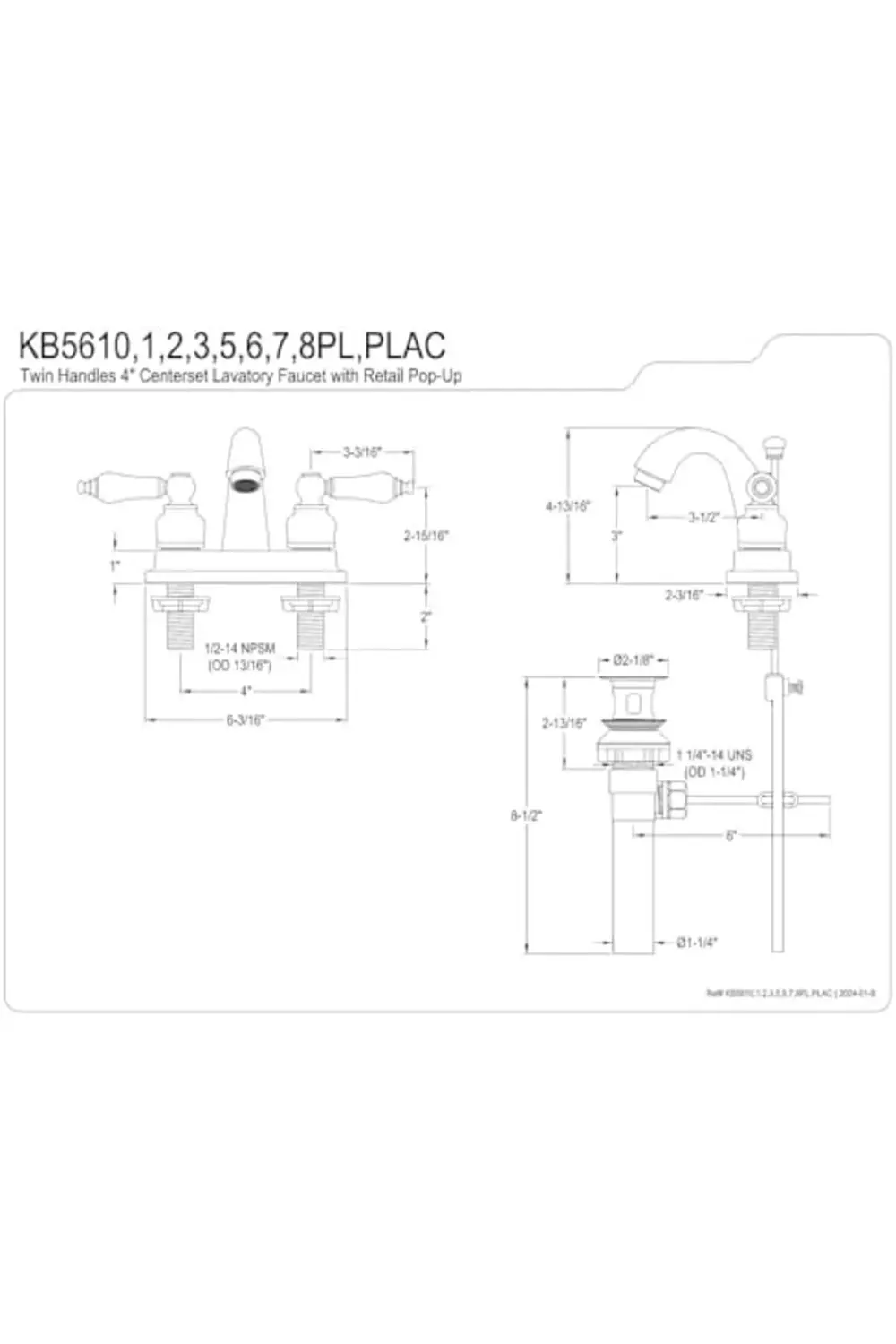 trendyvision KB5618PL Restorasyon 4 İnç Lavabo Bataryası, Fırçala
