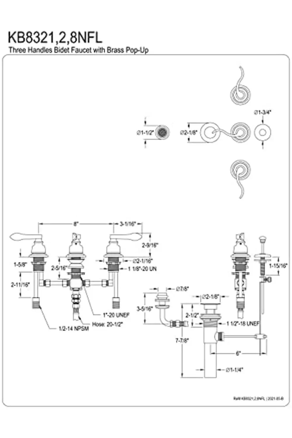 trendyvision KB8321NFL NuW Fransız Bide Musluğu, Parlak Krom, 8 x