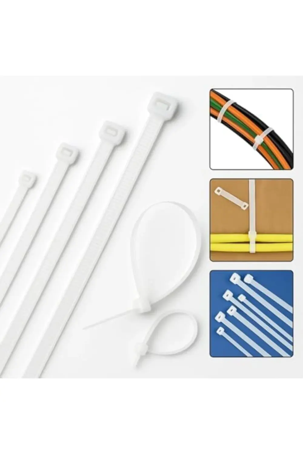 trendyvision Kelepçe Seti Beyaz 100 adet Naylon Kablo Bağı 25 cm