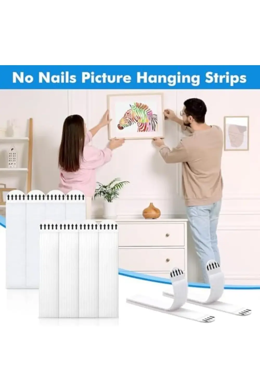 trendyvision Kendinden Yapışkanlı Cırt Cırt Bant, Beyaz, 4 Çift,