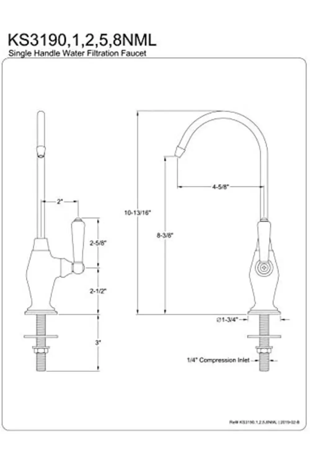 trendyvision KS3195NML Magellan 1/4 Turn Water Filter , Oil Rubbe