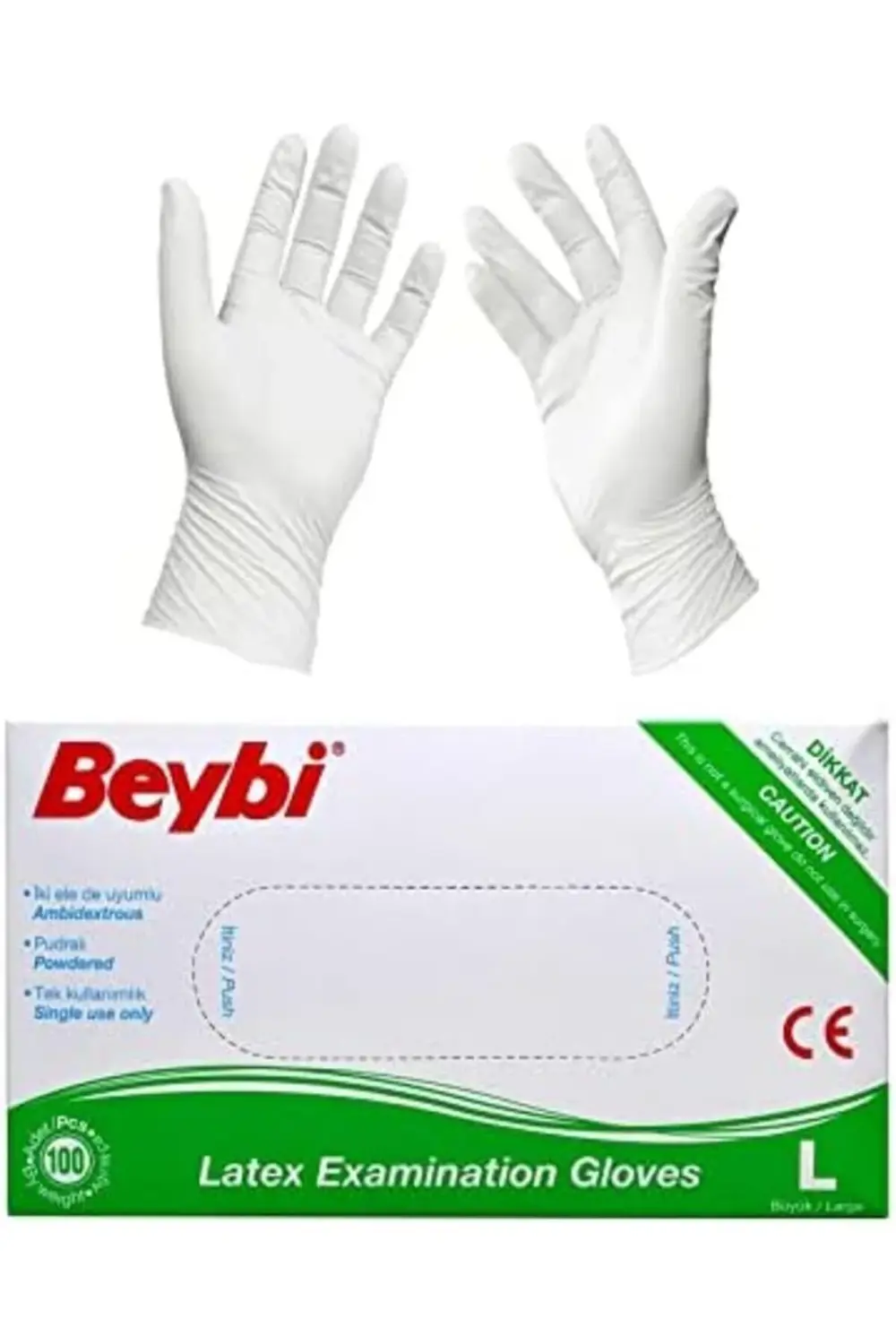 trendyvision Large (Büyük Boy) Latex Pudralı Muayne Eldiveni 100'