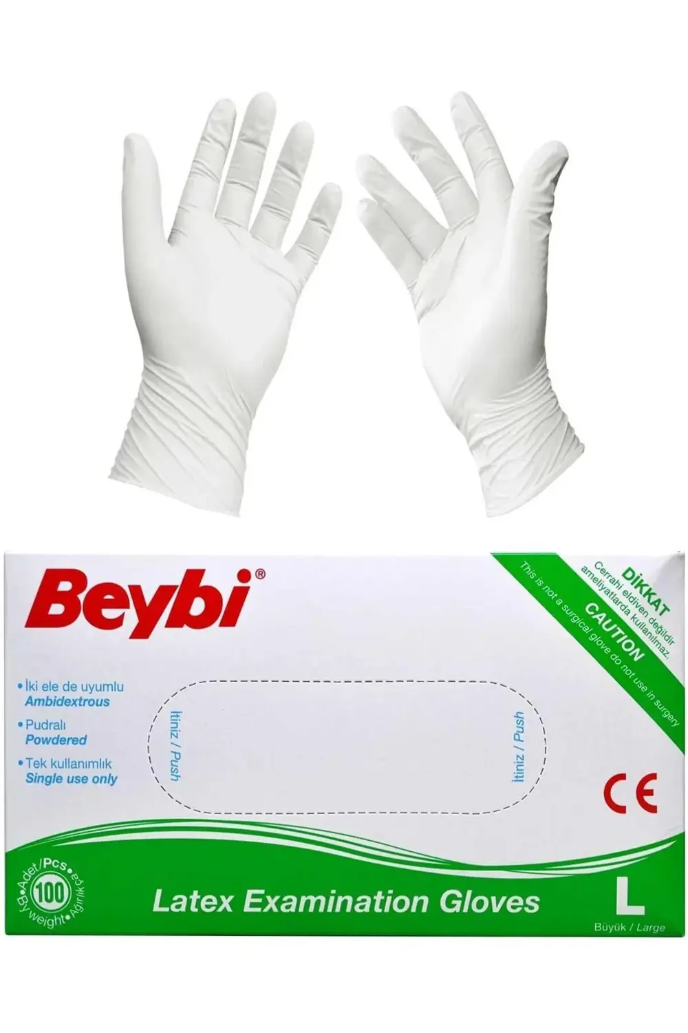 trendyvision Large (Büyük Boy) Latex Pudralı Muayne Eldiveni 100'
