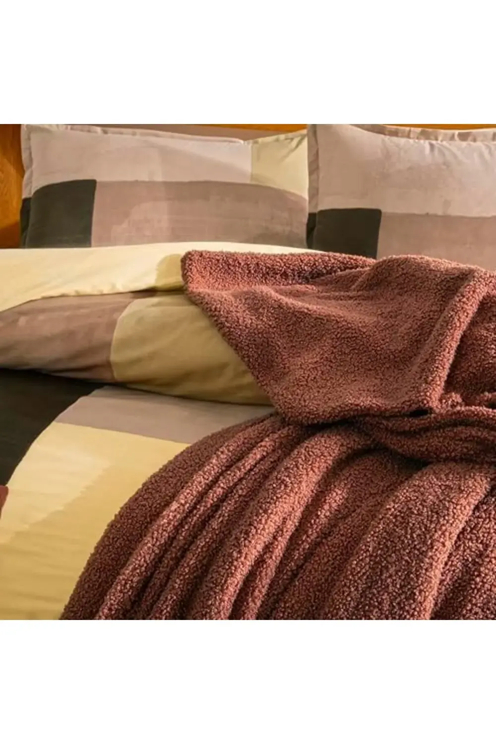 trendyvision Larive Desenli%100 Pamuk Battaniye, Kiremit, Tek Kiş