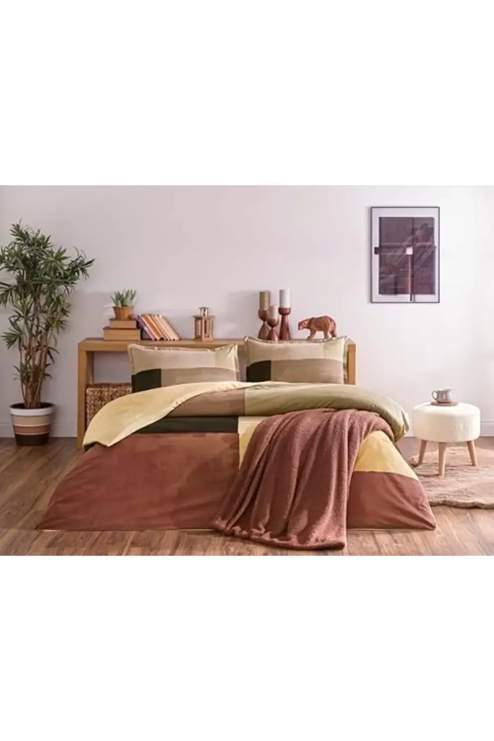 trendyvision Larive Desenli%100 Pamuk Battaniye, Kiremit, Tek Kiş