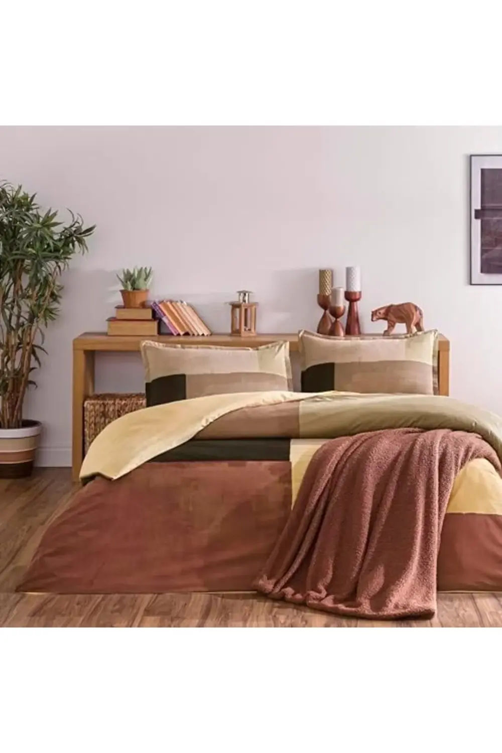 trendyvision Larive Desenli%100 Pamuk Battaniye, Kiremit, Tek Kiş