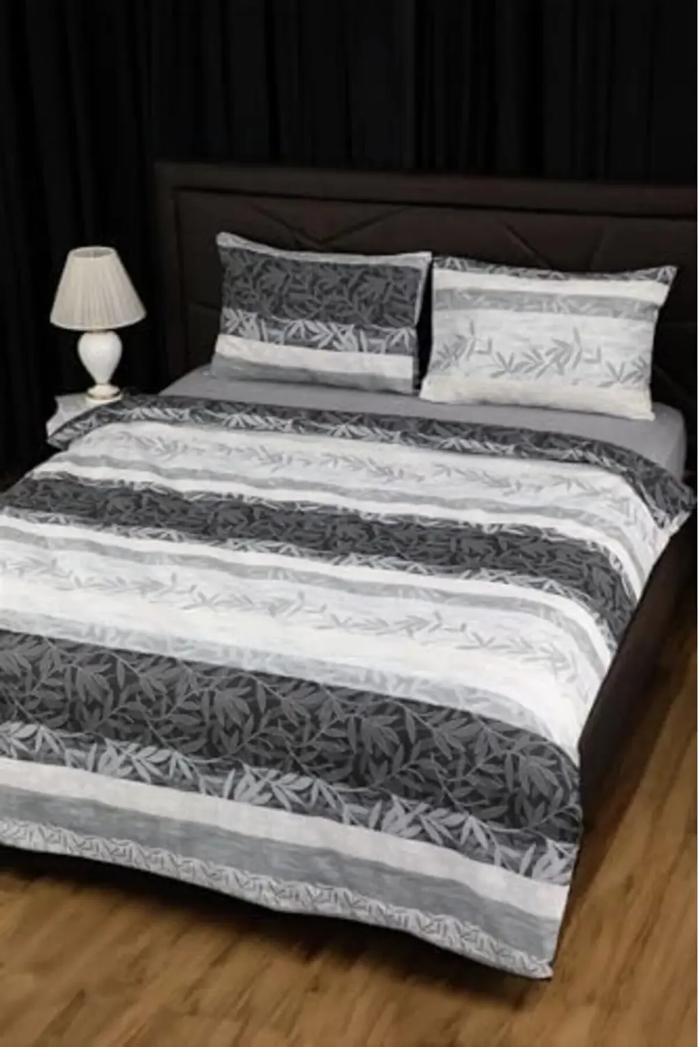 trendyvision Lastikli Çarşaflı Çift Kişilik Nevresim Takımı - Gri