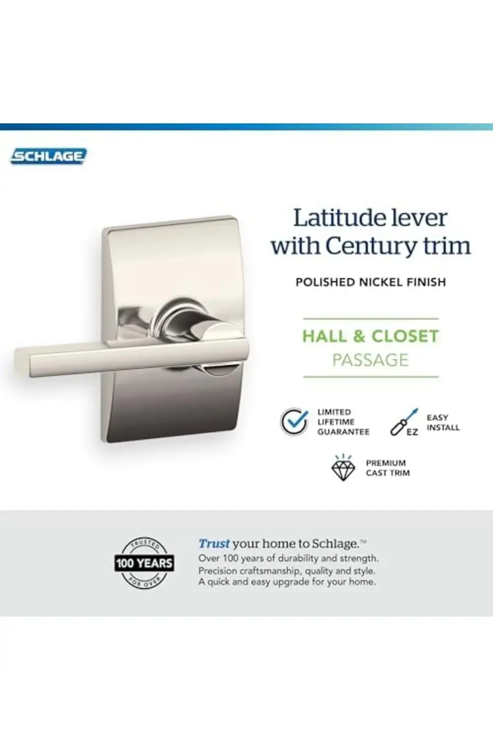 trendyvision Latitude giriş kolu anahtar ile 1 paket parlatılmış