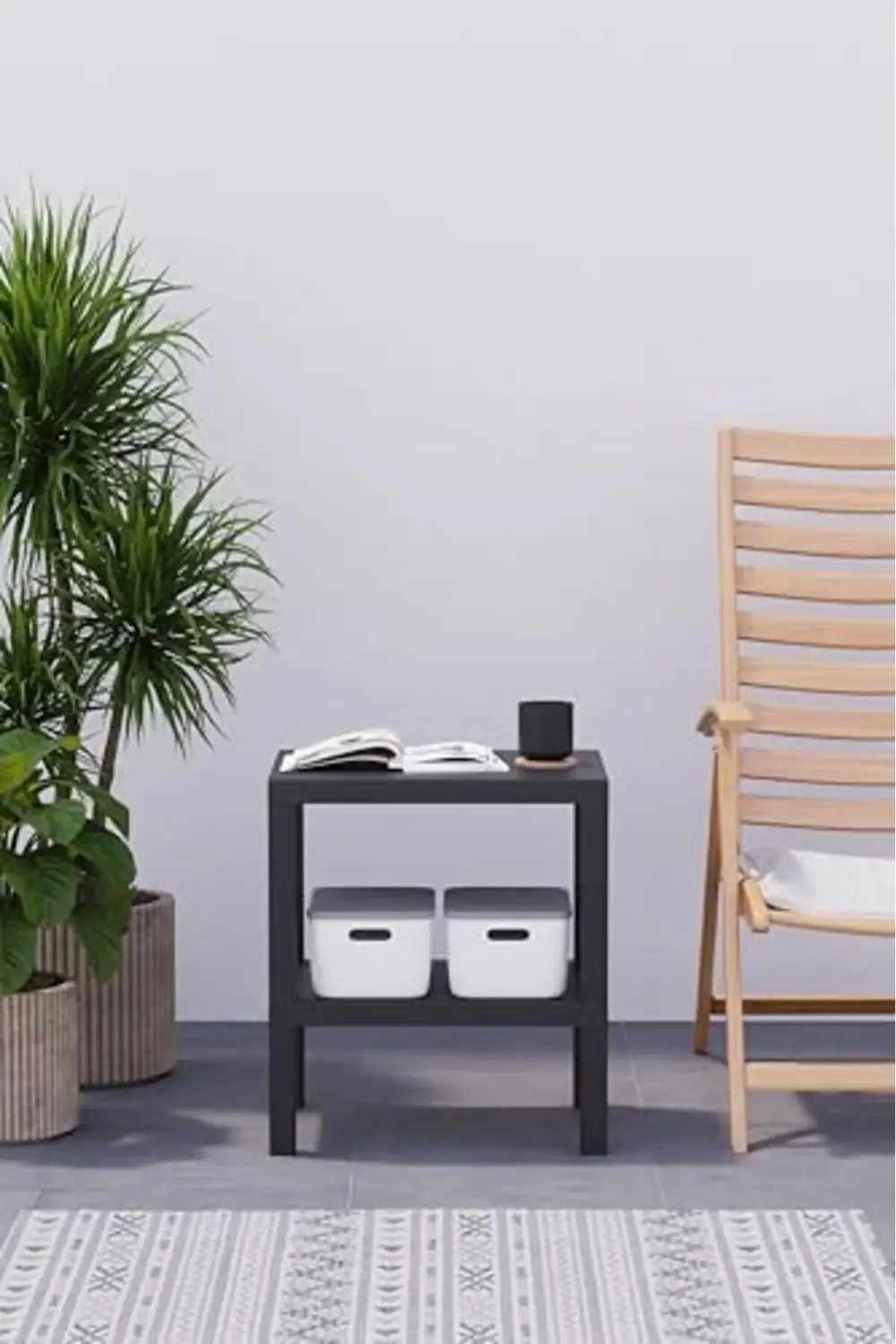 trendyvision Life 2 Katlı Plastik Siyah Banyo Mutfak Rafı MIT1055