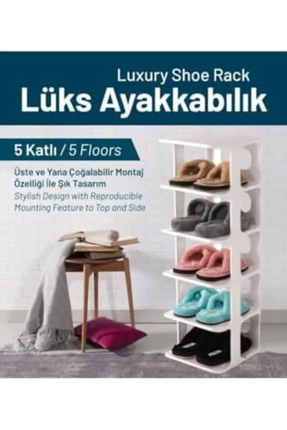 trendyvision Life 5 Katlı Plastik Beyaz Ayakkabı Rafı MIT1062 buy